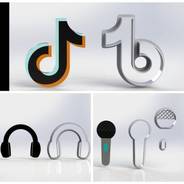 Imagem de Cortador Kit Tik Tok Fone E Micro Fone Tamanho 6Cm