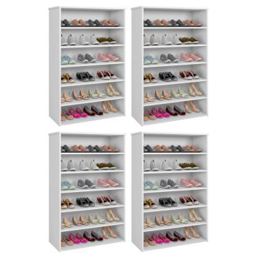 Imagem de Kit 04 Armários Multiuso Sapateira 5 Prateleiras Branco