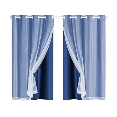 Imagem de Cortina Blackout Blecaute Corta 100% a Luz Voal Liso 2,00 x 1,40 Metros Sala Quarto Casal Infantil (Azul Marinho)