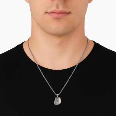 Imagem de Colar Prata 925 Água-Marinha Polida Natural Masculino - Ponte Vecchio 