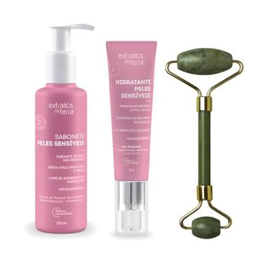 Imagem de Kit Profissional Peles Sensíveis & Jade Roller – Sabonete 130 ml, Hidratante 30 g e Massageador Facial de Jade
