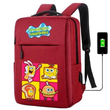 Imagem de Mochila Bolsa MediInfantil com USB Estampa Esponja Divertida Amarela p