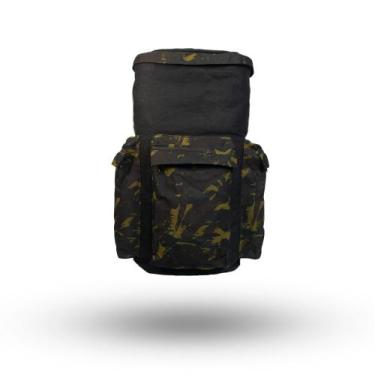 Imagem de Mochila Ferramental Preto com Camuflado 50Litros Lona Encerada - MB