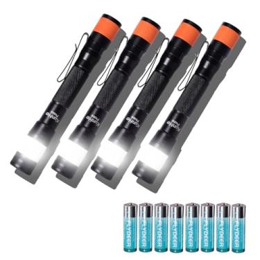 Imagem de KunHe Probe Pacote com 4 lanternas de LED 250 lúmens com 8 pilhas alcalinas AA (incluídas) e base magnética para engenheiro de reparo de inspeção presente para marido e pai