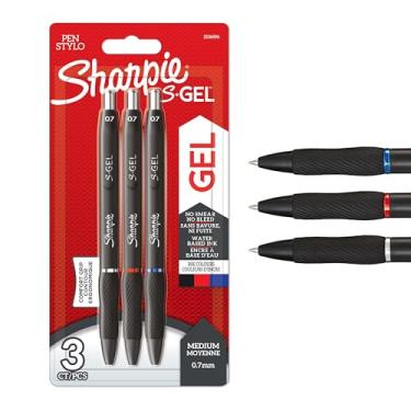 Imagem de Sharpie S-Gel | Canetas de gel | Ponta média (0,7 mm) | Tinta preta, vermelha e azul | 3 unidades