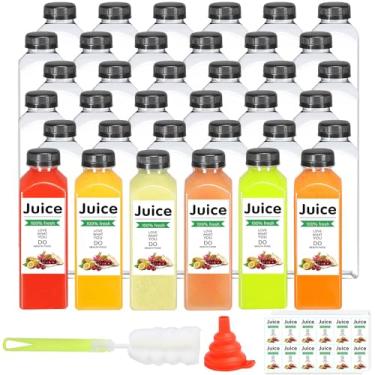 Imagem de LJINOKYUN 54 garrafas de plástico de 227 g com tampas, garrafas de suco com tampas, recipientes reutilizáveis e bebidas transparentes para leite, vitaminas, suco