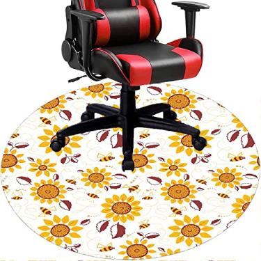 Imagem de Tapete de cadeira de escritório com flores, textura de flor, tapete de cadeira de mesa para piso de madeira de escritório em casa, protetor de piso de pilha baixa, redondo 78,7 cm