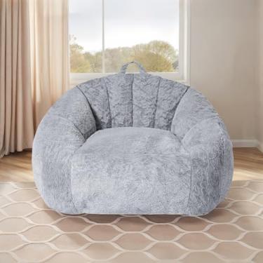 Imagem de CangLong Cadeira de feijão ergonômica com apoios de braço – sofá para jogos de espuma viscoelástica de 119 cm, suporte resistente de 181 kg, poltrona de pele sintética para sala de estar/quarto