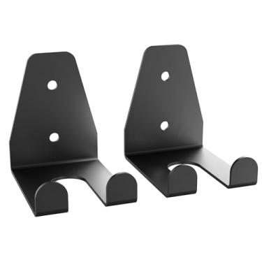 Imagem de Synergee Gancho de barra olímpico, rack de parede de bar de academia de garagem, suporte de montagem vertical com barra, revestido com pó preto - 1 barra pacote duplo