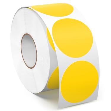 Imagem de Meitaat Rolo de adesivos de círculo amarelo de 3,8 cm, 1000 peças, etiquetas autoadesivas de vinil redondas com codificação de cores, à prova d'água, para venda de negócios, escola, escritório, casa