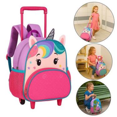 Imagem de Mochila Infantil Com Rodinhas Unicórnio - Roxo - Clio Pets