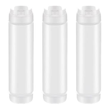 Imagem de YWJLQH 3 peças frascos de condimentos, frascos de molho de xarope, churrasco, restaurante, recarregáveis ​​para óleo, ketchup, tempero, Branco