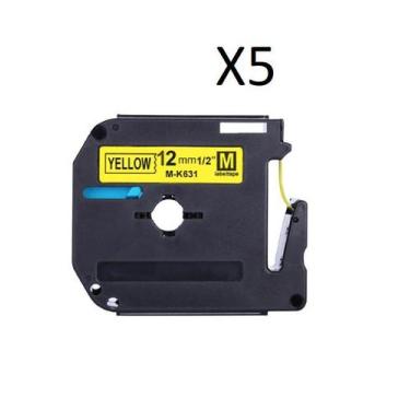 Imagem de Kit 5 Fitas Compatível Brother M-K631 Amarela 12mm - Genérica Brother