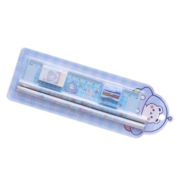 Imagem de Phefop Borácia do Conjunto de Canetas A Borracha Régua de Apontador de Lápis para Estudantes Aprendizagem, Kit de Material de Madeira de Plástico para A Sala de Aula da Escola (5 PCs Conjunto misto)