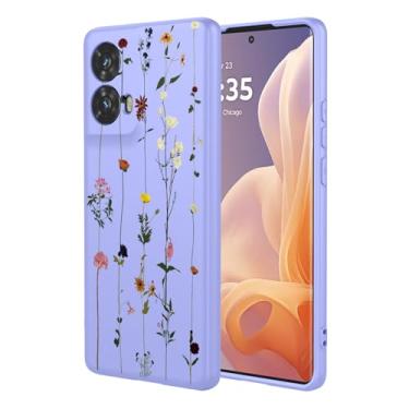 Imagem de KOARWVC Capa de celular para Moto Edge 50 Fusion, capa Motorola Edge 50 Fusion, design de padrão de flor, fina, protetora, macia, amortecedora, para Motorola Edge 50 Fusion Purple Garden
