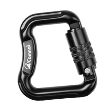 Imagem de oshhni Mosquetão para escalada, acessório versátil para parapente, mosquetão com trava para parapente, para espeleologia, caminhadas e atividades ao ar livre, Preto