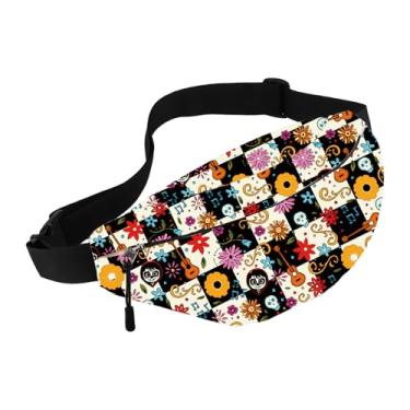 Imagem de MBMSO Bolsa de cintura de guitarra para fãs de filmes de desenho animado para fãs de filmes, pochete floral para mulheres e homens, bolsa de cinto ajustável, mercadoria de música, Skull Music WB