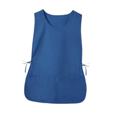Imagem de Fenteer de bata, de sapateiro, gravatas laterais com 2 bolsos, babador de garçom para beleza, unhas, jardim, churrasqueira, cabeleireiro, Azul