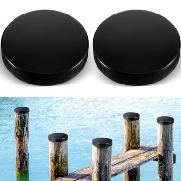 Imagem de Landical 2 peças de tampas de estacas de doca marinha tampas protetoras de poste de doca para barco, design de topo plano (20 x 20 x 4 cm, preto)
