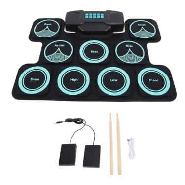 Imagem de Almofada de prática de bateria eletrônica com alto -falantes duplos DTX Modo de jogo 2000mAh Roll up Drum Pad