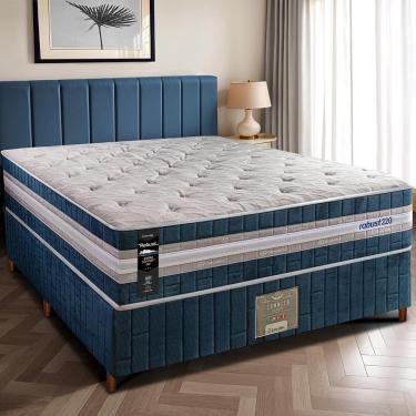 Imagem de Cama Box Casal Colchão + Box 138x188x70 com Molas Ensacadas Robust 220 Azul Cama inBox
