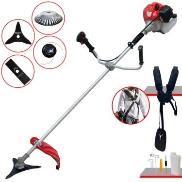 Imagem de Roçadeira Podador de Grama Anmax CG520PTB À Gasolina 52cc 2,2HP 4 Em 1 Com Carretel Nylon + Lâmina 2 Pontas + Lâmina 3 Pontas + Escova Rotativa de Aço