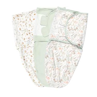 Imagem de MY LITTLE ZONE Pacote com 3 sacos de dormir para bebê, cueiros para recém-nascidos, sacos de dormir de algodão, panos de dormir para bebês, essenciais para bebês (faixa verde floresta para bebês de 0