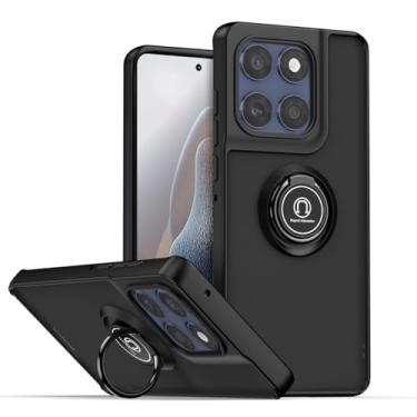 Imagem de QUIETIP Capa compatível com Motorola Edge 60 Fusion, TPU + PC rígido à prova de choque, anel magnético para carro, capa de suporte, preta