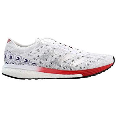 Imagem de Tênis feminino Adidas Adizero Boston 9, White/Silver Met./Scarlet, 9.5