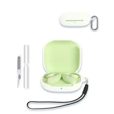 Imagem de Capa para fones de ouvido Baseus Bass BF1, capa protetora de silicone macio WUNIAK portátil resistente a arranhões com kit de limpeza, mosquetão e cordão, branca