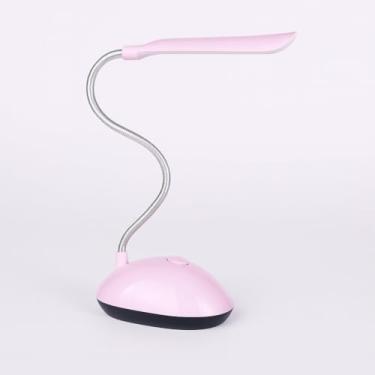 Imagem de Luminária LED de Mesa com Pescoço Flexível, Luz de Leitura Recarregável a pilha, Base Estável, (Rosa)