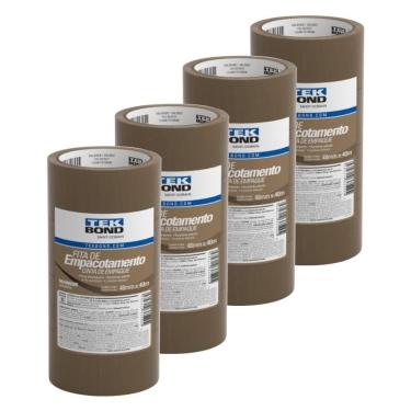 Imagem de Fita Empacotamento Tekbond Marrom 48mmx40m - Embalagem com 4 Unidades