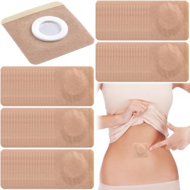 Imagem de Joez Wonderful Embalagem de óleo de rícino descartável, adesivos de umbigo, adesivos de óleo de rícino autoadesivos, capas de embalagem de algodão orgânico - quadrado (bege, 6 cm)