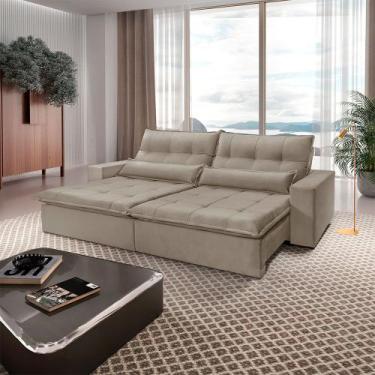 Imagem de Sofá Retrátil Reclinável 2,3M Grecia Veludo Com Molas Meu Sofá Online,