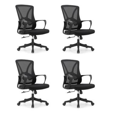 Imagem de Cadeira de Escritório Diretor Apex - Preta - Inova Office, 4 Cadeiras