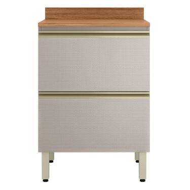 Imagem de Balcão Mdf 1 Porta 1 Gaveta 60cm com Tampo Proença Nogueira/Nude Prime