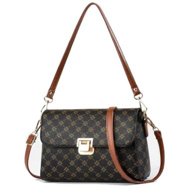 Imagem de preautool Bolsa de ombro de couro vegano pequena bolsa transversal feminina designer bolsa para celular carteira carteira alça ajustável, Marrom 3, Small, Bolsa quadrada pequena transversal