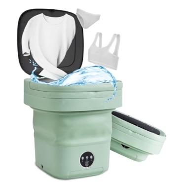 Imagem de Máquina de lavar portátil, mini lavadora de 11L para apartamentos, trailers e viagens | Lavadora de roupas dobrável com cesta giratória e 3 modos | Máquina de lavar compacta para roupas íntimas