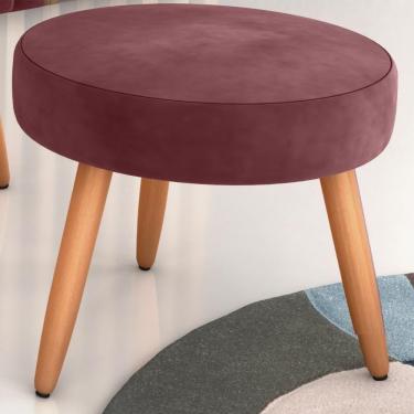 Imagem de Puff Redondo Para Sala Sueli Veludo Vinho