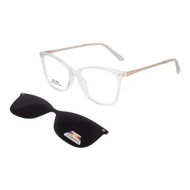 Imagem de Óculos Clipon Sol Armação Feminino Quadrada 2 Em 1 Anitta