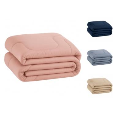 Imagem de Edredom Percal 400 Fios Grosso Extra Macio Dupla Face Cobertor (Rose, Solteiro)