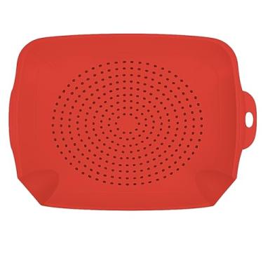 Imagem de U UAIREMSIC Protetor de pia, filtro de pia de cozinha de 26,7 cm x 33 cm para enxaguar e cortar produtos, pode ser lavado na lava-louças, sem odor, pés elevados, vermelho