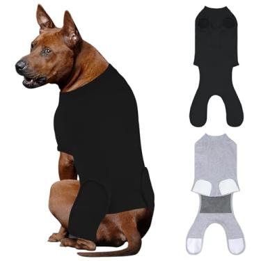 Imagem de QUEARN Pacote com 2 unidades de algodão respirável para recuperação de cães após esterilização pós-esterilização de feridas abdominais, macacões profissionais anti-lambidas para ataduras de cirurgia