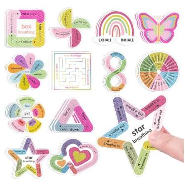 Imagem de Calm Strips for Anxiety Sensory Stickers, 36 peças texturizadas calmantes de humor fidget adesivos para crianças e adultos, adesivo tátil de respiração mindfulness para sala de aula, mesa de