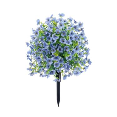 Imagem de Flores artificiais violetas, plantas falsas, flores de plástico, primavera, verão, varanda, pátio, decoração de jardim, decoração de casamento ao ar livre (azul)