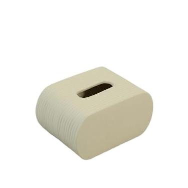 Imagem de Capa para caixa de lenços de papel Suporte de papel toalha cerâmica cor sólida textura casa cozinha quarto mesa suporte(Beige)