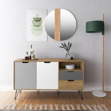 Imagem de Aparador Buffet Armário com 2 Gavetas Estocolmo - ARTELY, Carvalho/ Br