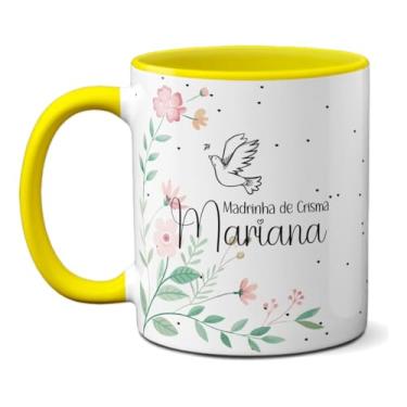 Imagem de Caneca Convite Madrinha de Crisma Personalizada COM Nome (Amarela)