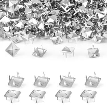 Imagem de 500 peças de tachas quadradas de pirâmide de 8 mm para roupas, garra de metal, rebites de pregos, para roupas punk rock, bolsa de sapatos de couro, acessórios de artesanato DIY (prata)