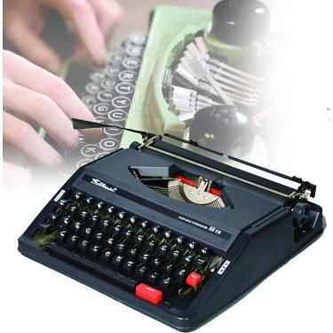 Imagem de Máquina De Escrever Vintage De Uso Normal, Máquina De Escrever Inglesa, Máquina De Escrever Vintage, Máquina De Escrever Inglesa, Máquina De Escrever Manual Retro Portátil, Black